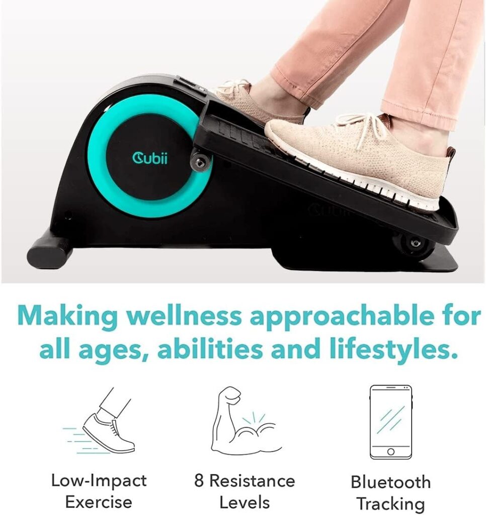 Cubii JR2+, Under Desk Elliptical, Bike Pedal Exerciser, with Bluetooth Fitness Tracker Sync, Work from Home Fitness, Exerciser for Seniors, Desk Exercise