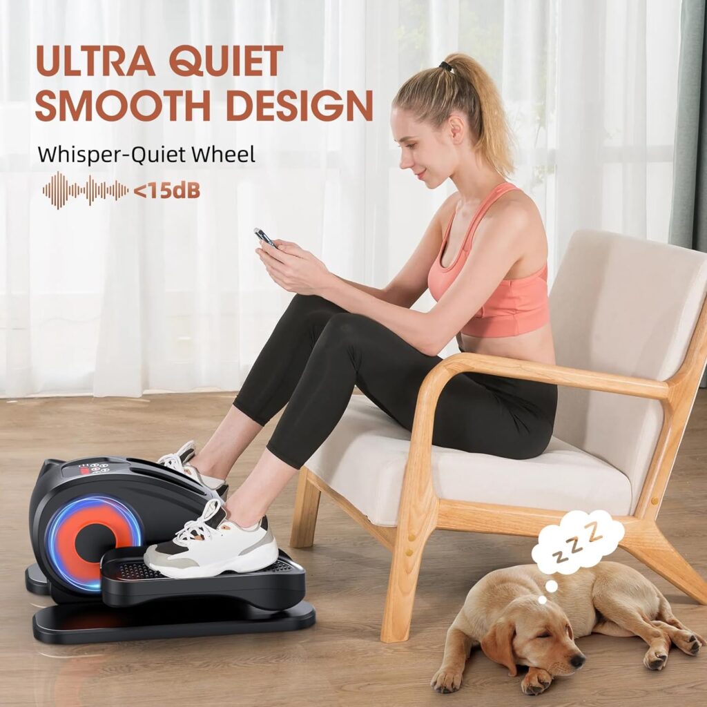 GUGTTR Under Desk Elliptical, Electric Seated Pedal Exerciser, Quiet Compact Mini Ellipse Leg Exerciser with Display Monitor, Remote Control and 12 Adjustable Speeds, Elliptical Machine for Home