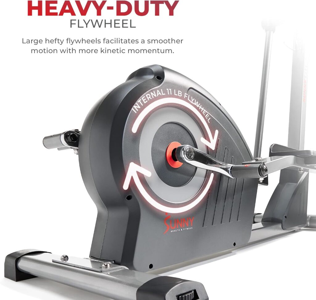 Sunny Health  Fitness Legacy Stepping Elliptical Machine, Total Body Cross Trainer with Hyper-Quiet Magnetic Belt Drive, Low Impact Exercise Equipment, Optional Bluetooth with Exclusive SunnyFit App