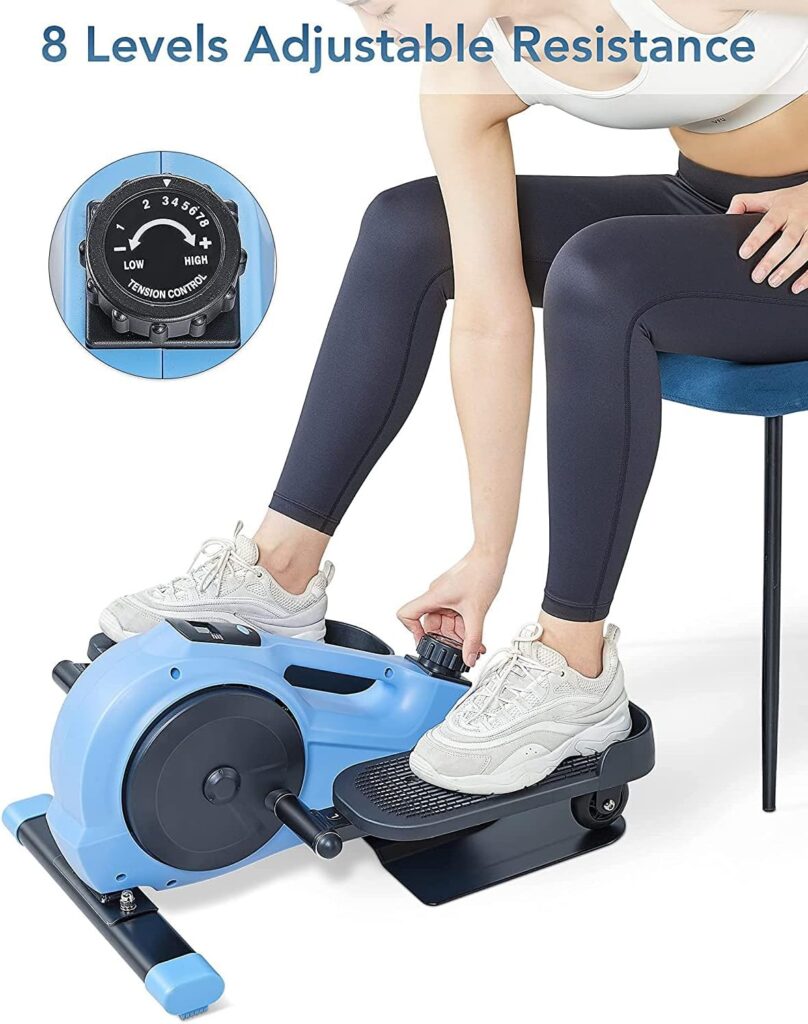 Under Desk Elliptical Trainer Pedal Exerciser Mini Elliptical Training Machine with 8 Levels Adjustable Magnetic Resistance, Elliptical Machine for Home Use with LCD Monitor for Workout Office
