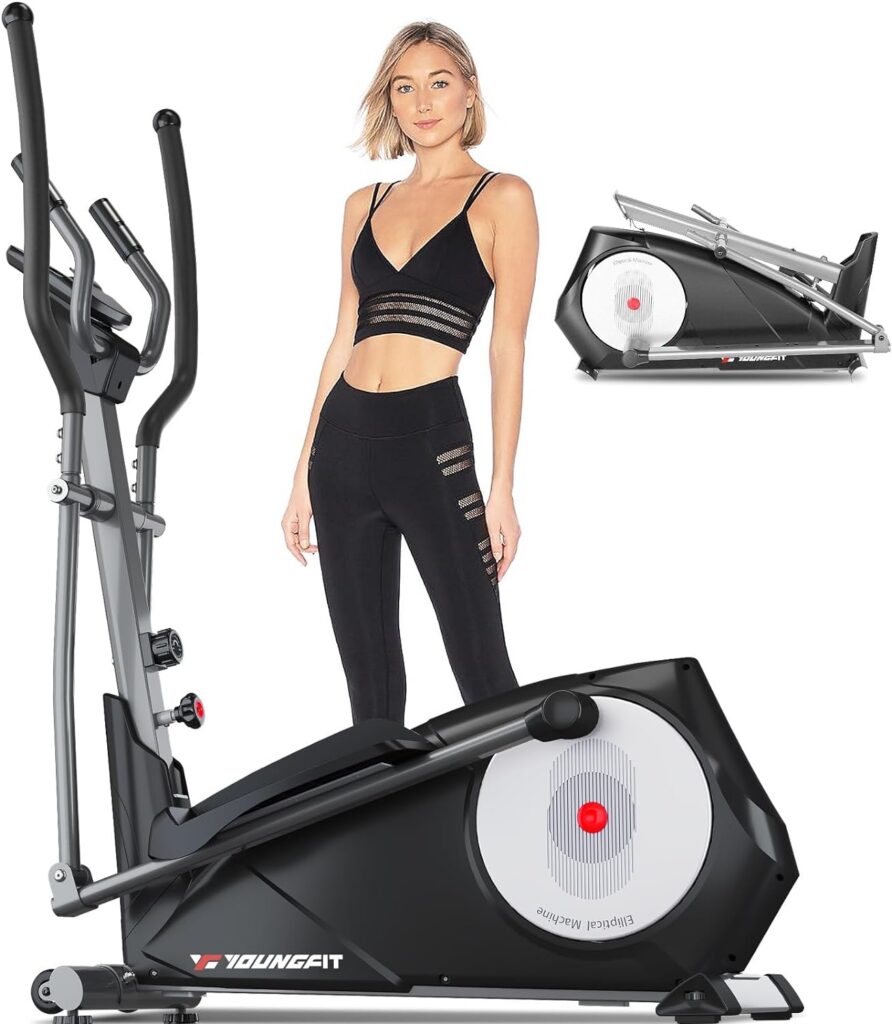 YOUNGFIT Elliptical Machine, 95% Pre-Installed Elliptical Exercise Machine Trainer with 22 Resistance Levels Hyper-Quiet Magnetic Driving System, Workout Equipment Eliptical Home Gym